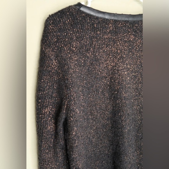 Hinge Alpaca Cardigan Sweater Wool Blend Metallic Bronze Snap Front Women’s Sz L - Picture 7 of 13